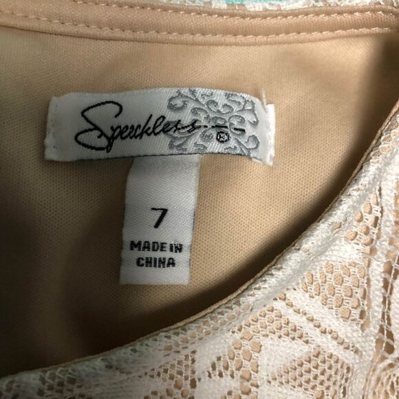 Speechless Dress Size 7 Cream Lace Top Mint Green Mesh Lined Short Skirt - Picture 6 of 9